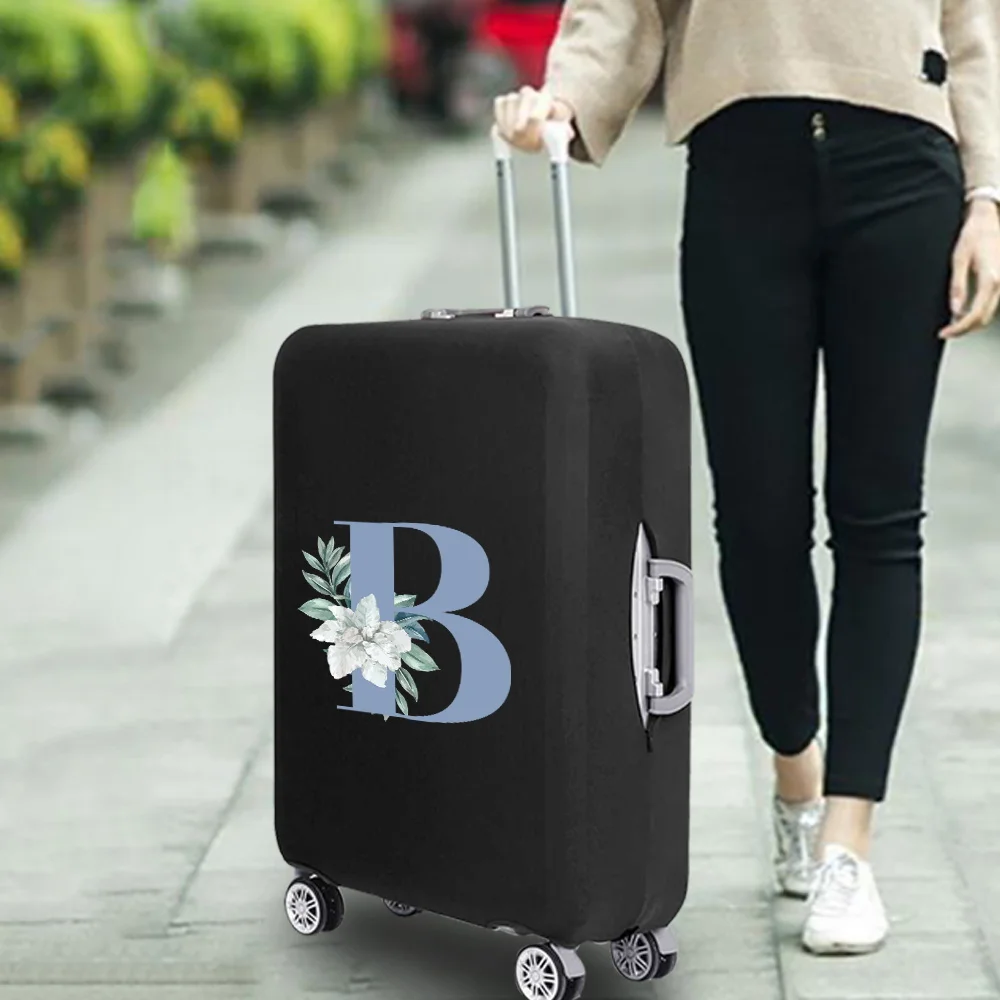 Blue Flower Print Luggage Protective Cover Thicker Travel Elastic Cover Suitcase Travel Accessories Apply To 18-32inch Suitcase