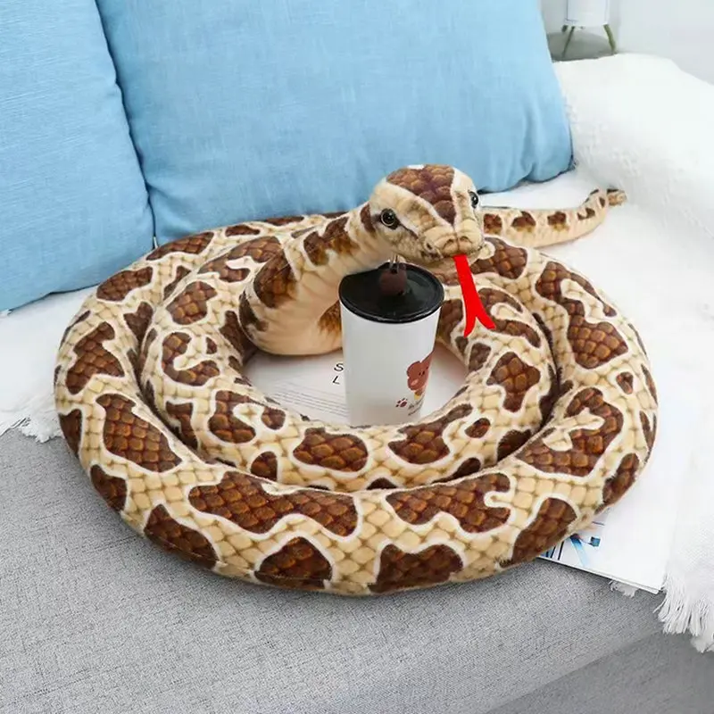 200-300CM Giant Size Simulated Snake Plush Toy Boa Cobra Stuffed Plushie Pillow Children Boys Gift Home Decoration Present