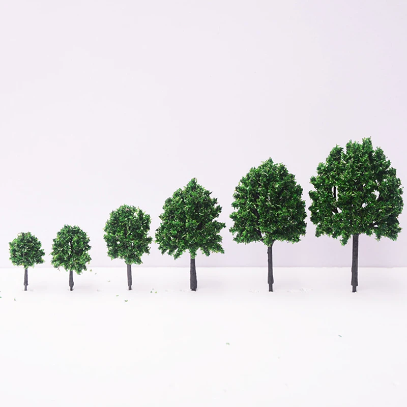 

6pcs Mixed Size Artificial Miniature Tree Building Sand Table Micro Landscape Scene Model Small Tree Diy Street Tree