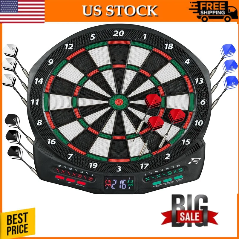 

Includes 12 Soft Tip Darts and 100 Replacement Game Room,Basement,Garage Scoring and Over 30 Game Modes