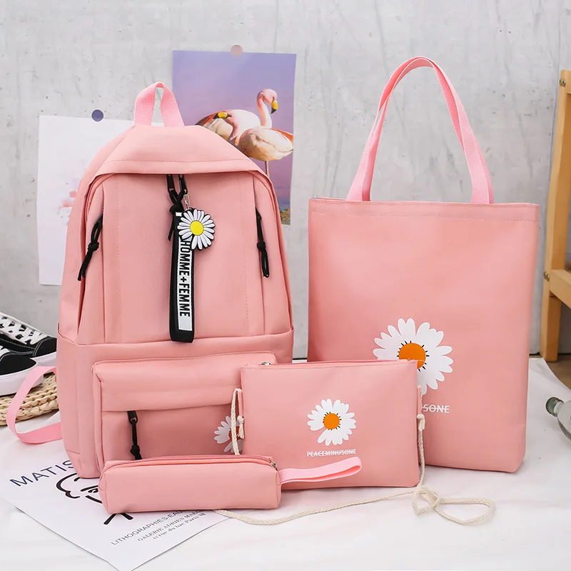 Dropshipping kawaii school bags for girls 4pcs backpacks for student shoulder bags for women backpack
