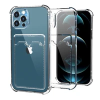 bumper soft tpu transparent phone case for iphone 13 12 mini 11 pro xs max xr x 8 7 plus se 2020 card bag clear back cover