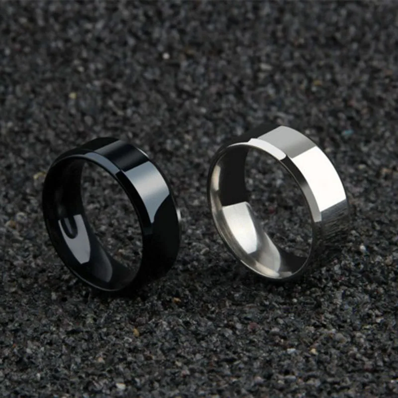 Hot Minimalism Black Circular Rings For Men Women Fashion Stainless Steel Lovers Ring Charming Jewelry For Wedding Party Gifts