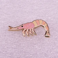 cute glitter shrimp brooch hard enamel pins lapel pin animal badge jewelry accessory
