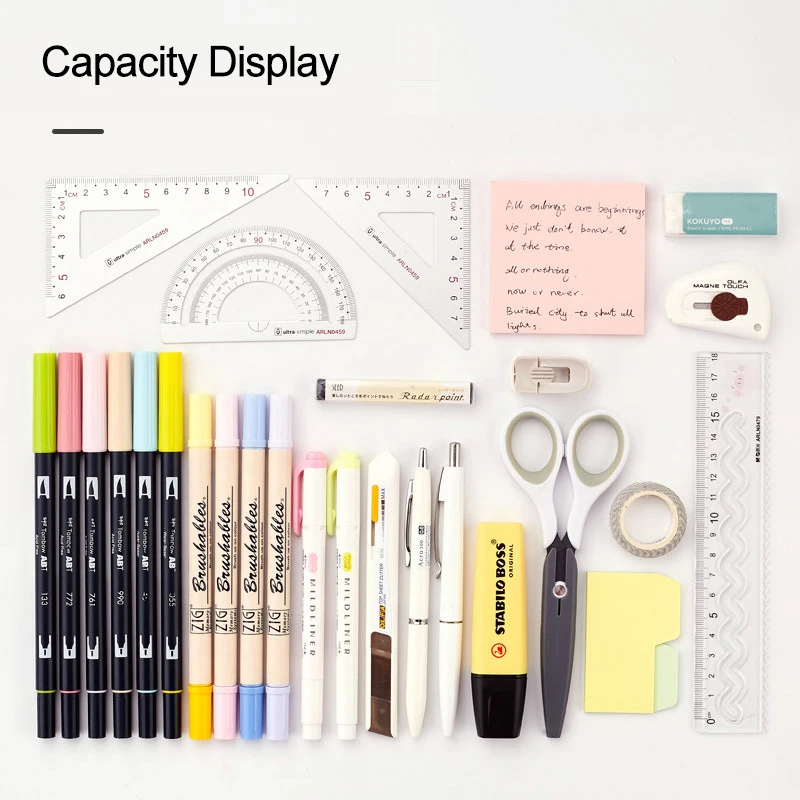 angoo pencil case pen bag fold two layers big capacity pencil pouch pen organizer durable stationery holder mobile phone holder free global shipping