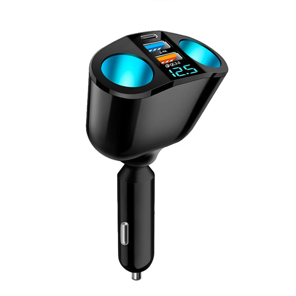 

Car Charger 12V/24V Black Type-C+QC3.0+2.4A Dual USB Power Adapter Car Lighter Socket