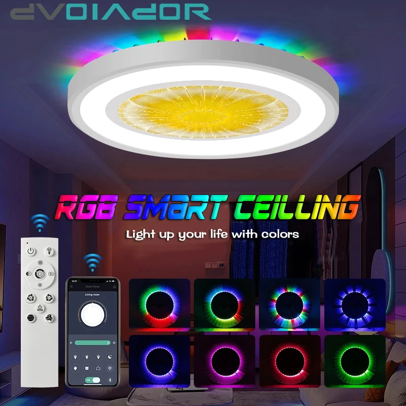 

RGB потолочный светильник, 28 Вт, умный потолочный светильник с дистанционным управлением и управлением через приложение, 3000K-6500K, с регулируем...