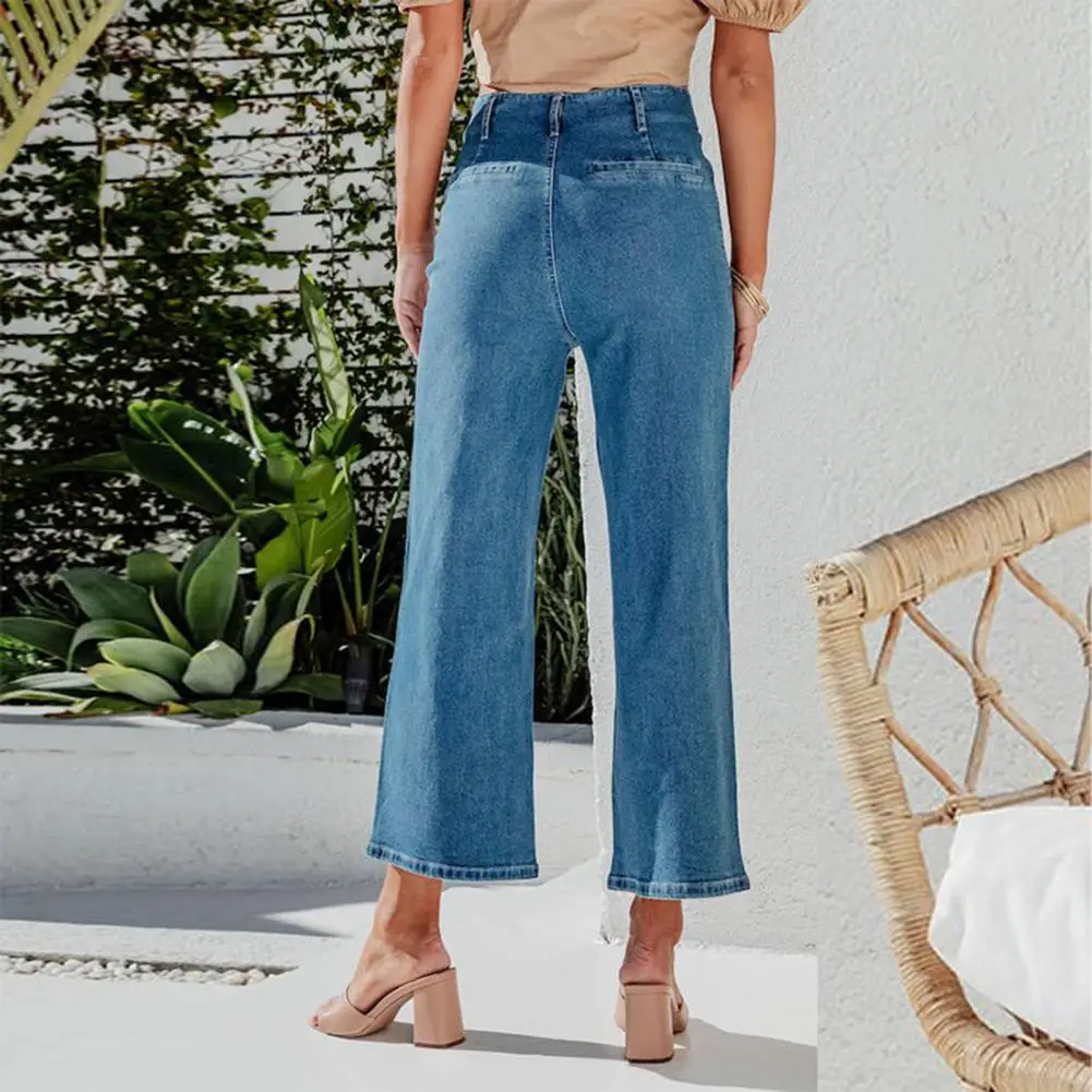 

Beautiful Women Ninth Jeans Soft Pockets Firm Stitching Vintage Women Summer Jeans Ninth Trousers Match Top