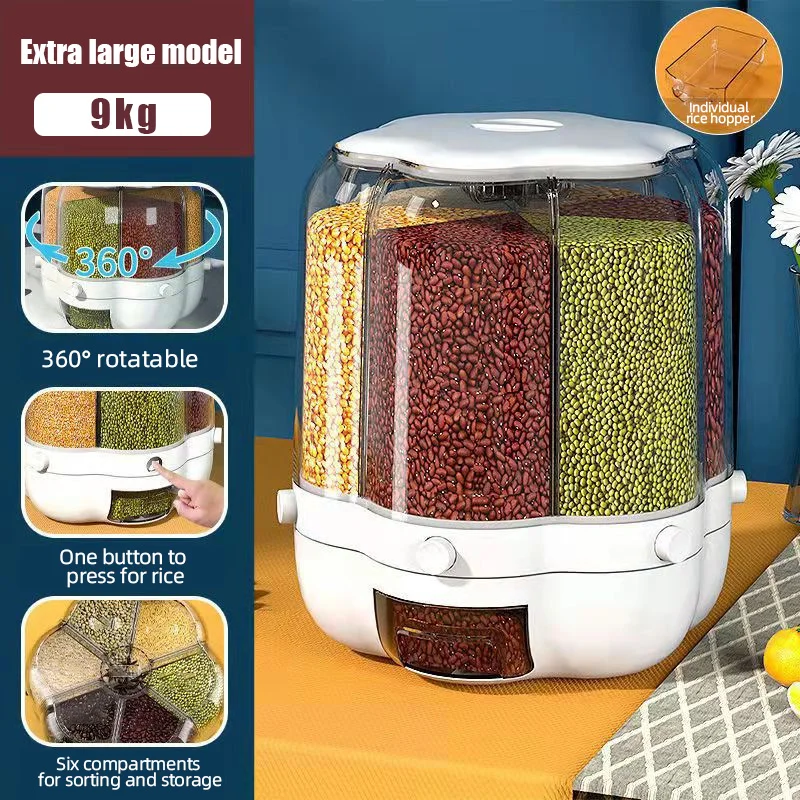 

Storage Box Barrels Storage Container Cereal Rotatable Food Food Tank Dispenser Grain Kitchen Container Rice Rice Sealed Home