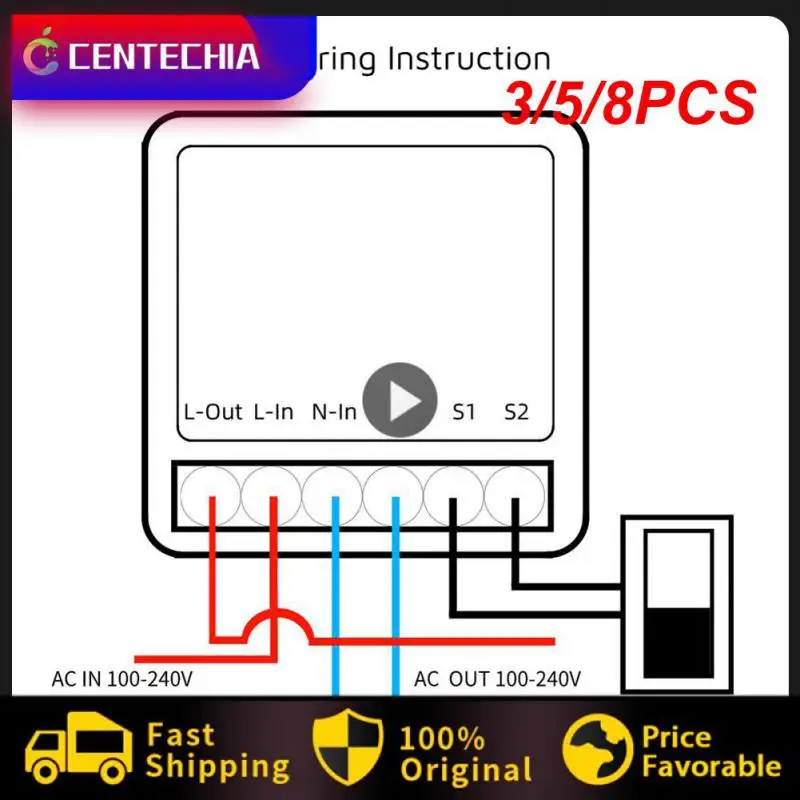

3/5/8PCS Mini Wireless Witch 50/60hz Relay Module 3 Way Smart Home Automation 16a Smart Switch Diy Wifi Remote Control 100-240v