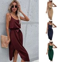 summer women strap suspenders dress corset solid color hip dress sexy elegant slim skirt for office lady working party beach