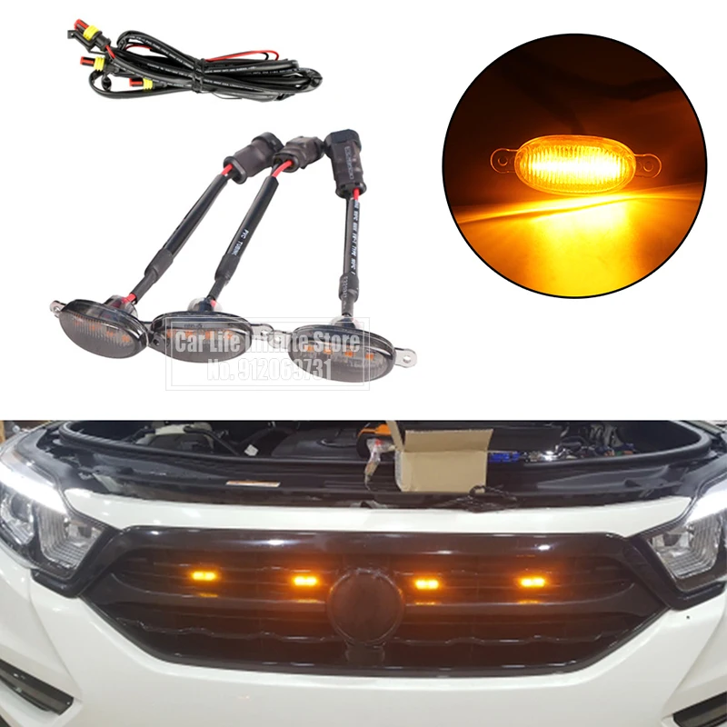 

3pcs 12V Front Grille Lighting 6 SMD 3030 LED Kit Car Eagle Eye Light For 2017-2019 F150 Raptor Daytime Running Accessorie
