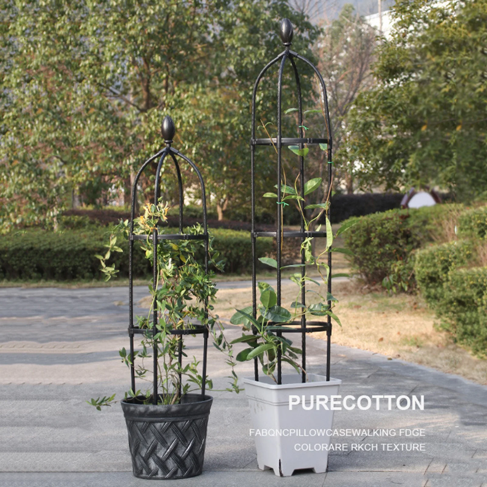 

Garden Obelisk Trellis For Climbing Plants PE Coating Metal Plant Cage Flower Support Vines Roses Plants Climbing Frame Garden