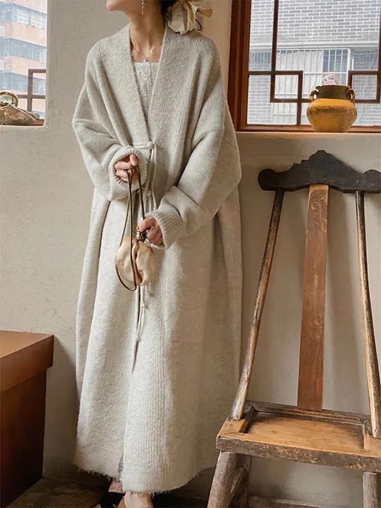 

Winter Women Sweater Knitted Cardigan Oversize Girls Sweater Woman Cashmere Pullover Tops Long Sleeve Maxi Vintage Y2k Thick