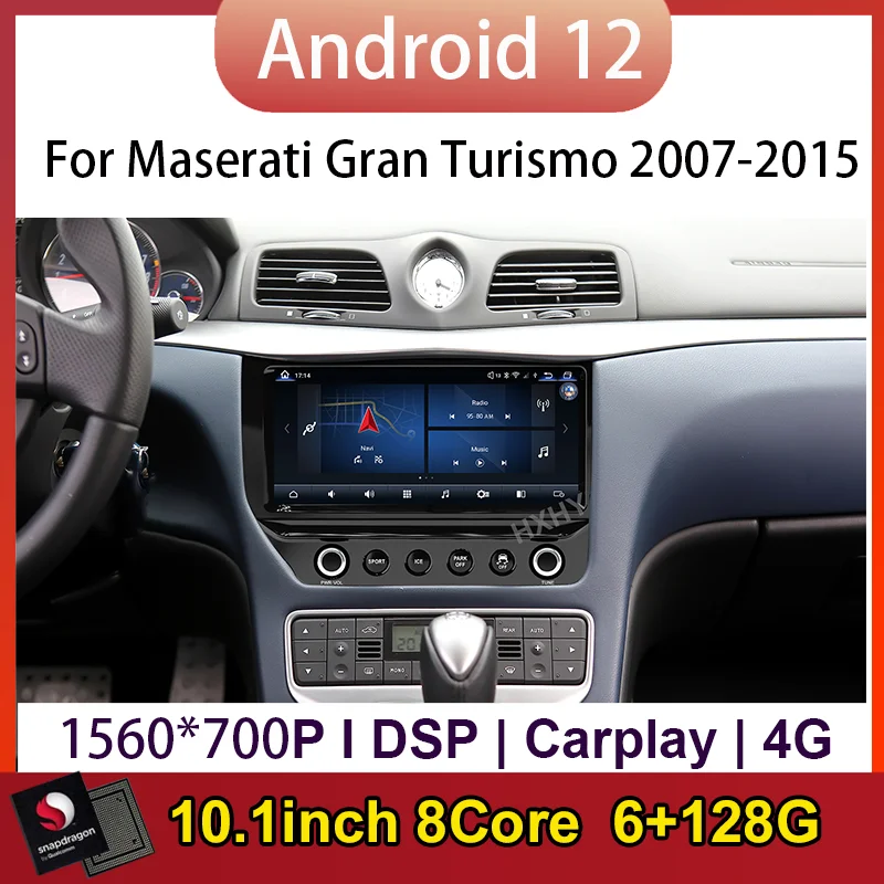 

Автомобильный мультимедийный плеер Qualcomm, 10,1 дюймов, Android 12, 8 ядер, 6 + 128 ГГц, для Maserati GT Gran Туризм 2007-2015, с BT, GPS