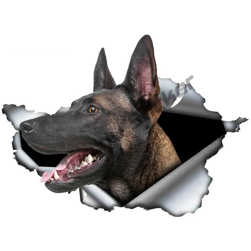

Popular Car Accessories Decor Car Sticker Torn Metal Decal Reflective Sticker Belgian Shepherd Pet Dog Decals KK13*9cm