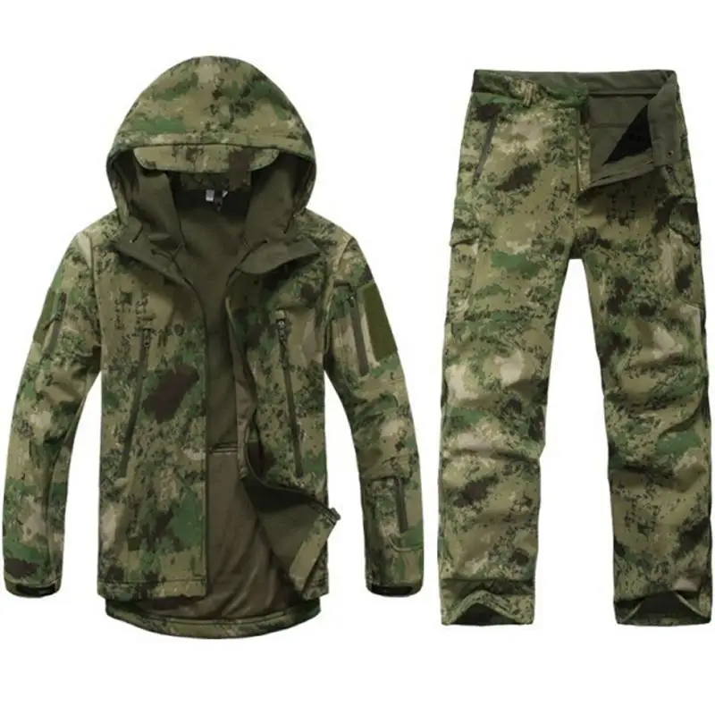 

RU Gear Tactical Softshell airsoft Camouflage Jacket Set Men Army Waterproof HuntingClothes Set Military Jacket andPants