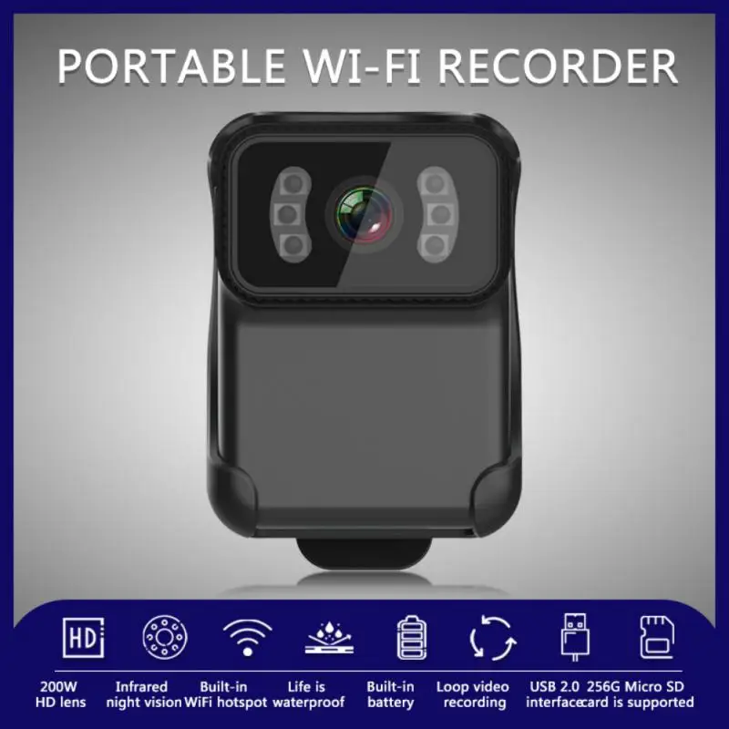 

CS02 1080P 2 Megapixel Full HD WIFI Camera MP4 Format DV Motion Camera Law Enforcement Recorder 900 MAh Video Night Vision 256G