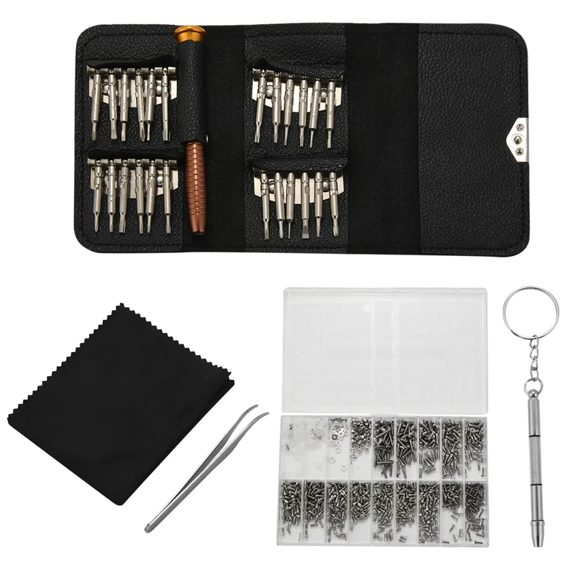 

Eyeglass Repair Kit With 25Pcs Precision Eyeglass Screwdriver Set And 1000Pcs Glasses Screws For Eyeglasses Sunglasses Repair