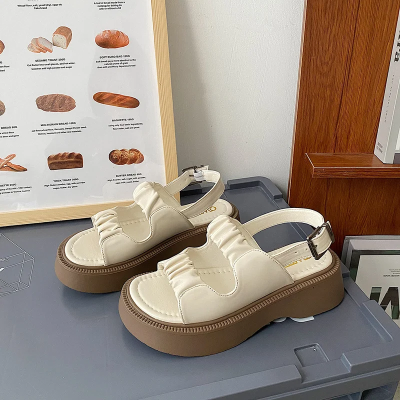 

Clogs Wedge Clear Heels 2022 Sandals Ladies Shoes Summer Buckle Strap Suit Female Beige Med Platform New Fashion Thick Beach