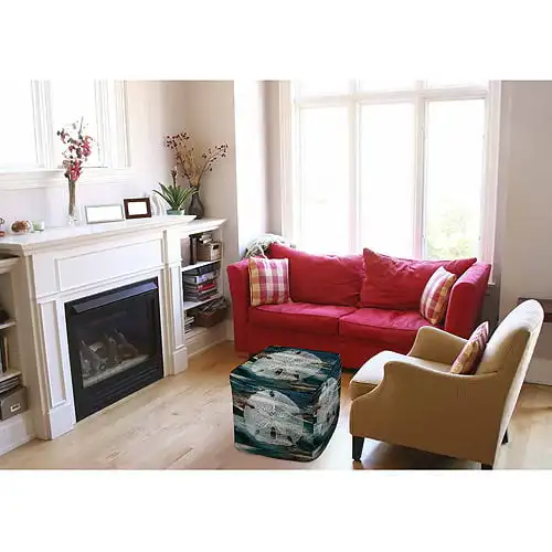 

Coastal Span 2 Pouf, 18" x 18" x 18" For living room Leisure Sofa Furniture Chairs