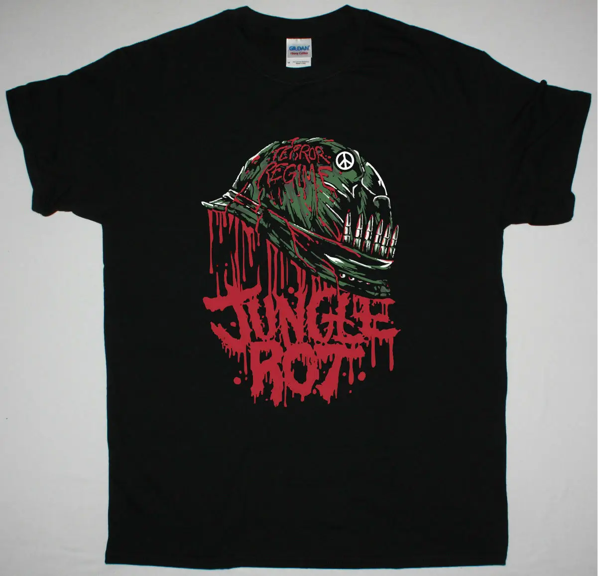 

JUNGLE ROT FULL METAL ROT BLACK T SHIRT DEATH METAL SINISTER GRAVE MASTER