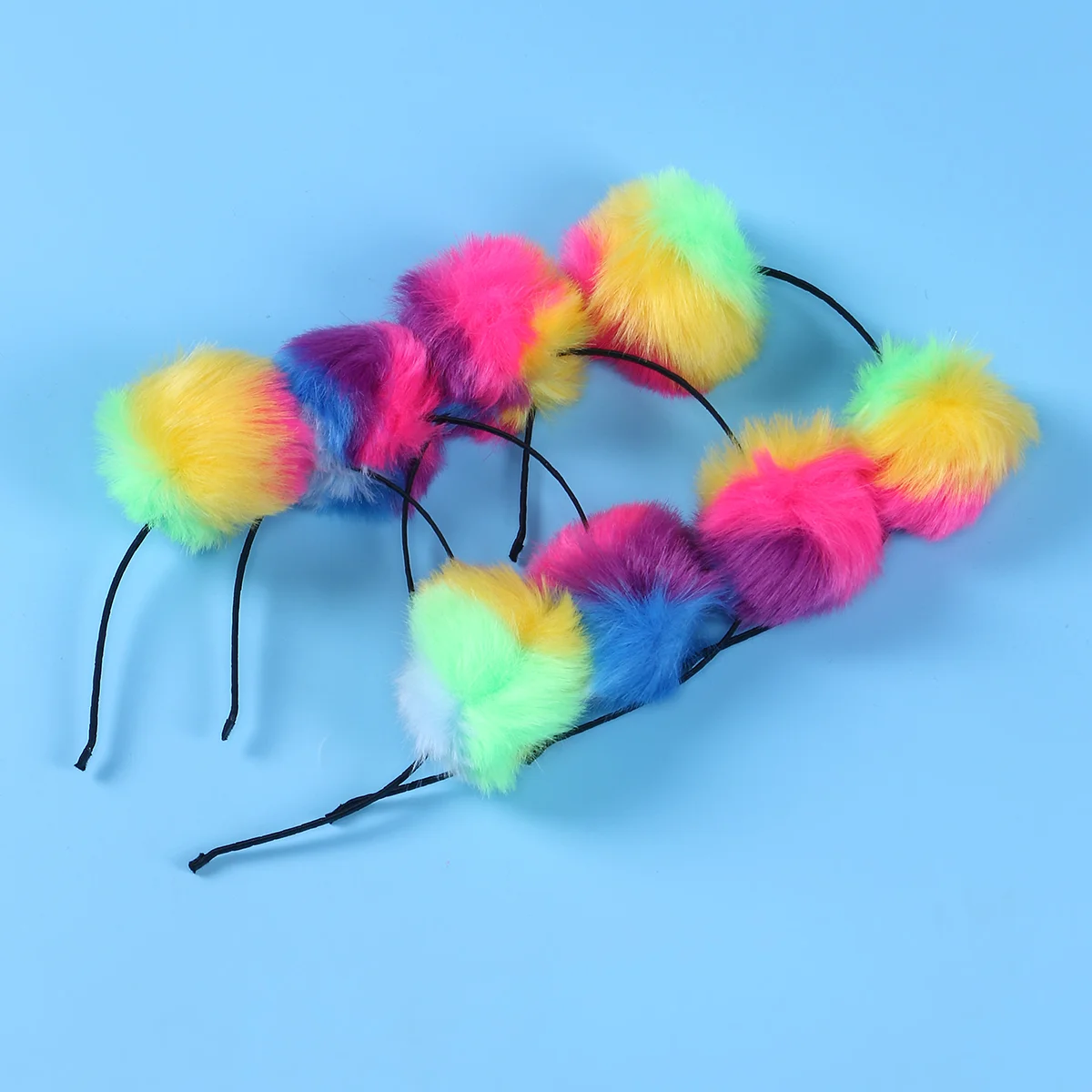 

4 Pcs Colorful Hair Hoop Fuzzy Ball Clasp Headband Bandana Halloween Fashionable Accessory Miss Girls Headbands