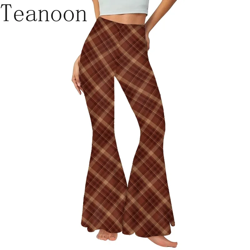 Женские брюки Teanoon полосатые клетчатые штаны с принтом женские уличные для йоги