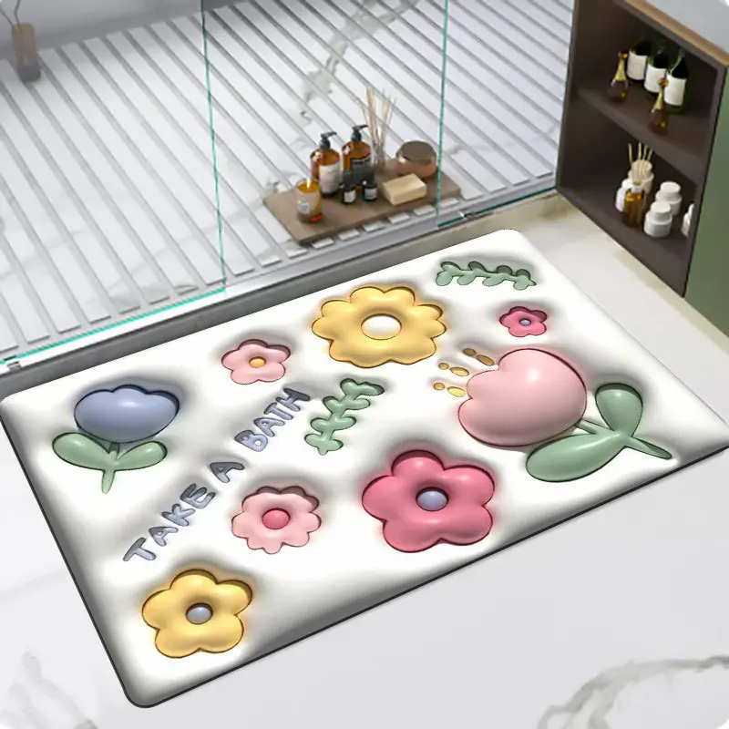 

Bath Mat Cartoon Bath Mat Toilet Door Entrance Rug Bathroom Absorbent Anti Slip Soft Diatom Mud Floor Bathroom Mat