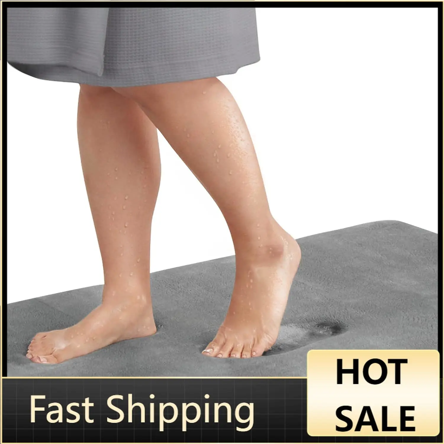 

Bath Mats Non Slip - Grey 20" x 32" Memory Foam Bathroom Rugs - Quick Dry