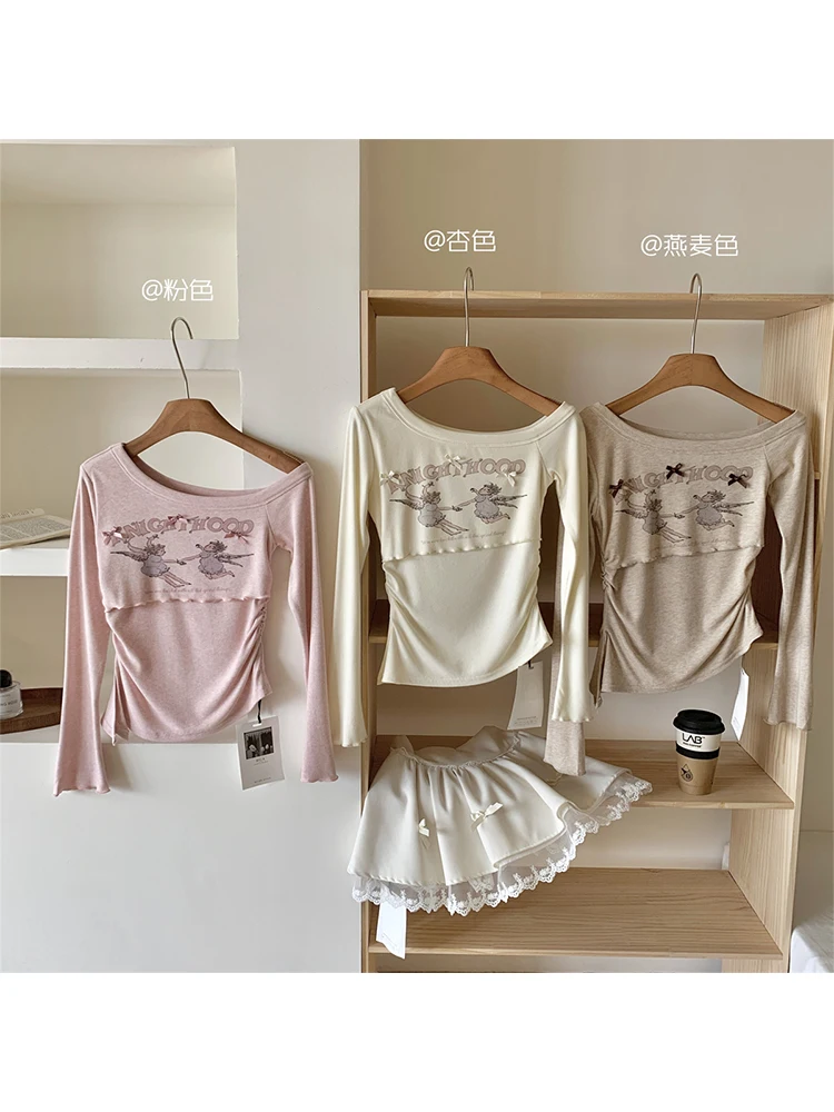 Женский укороченный топ с воротником-лодочкой модель Y2k в Корейском стиле на