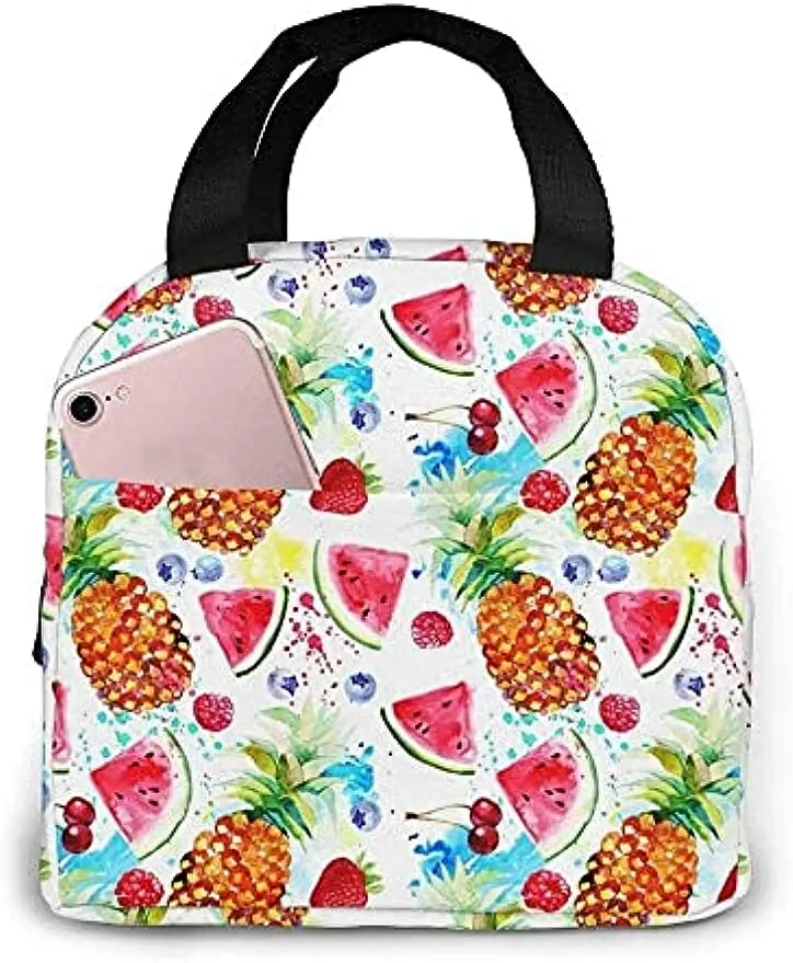 Summer Pineapples Watermelons Lunch Box Insulated Bag Tote Bag For Men/women Work Travel