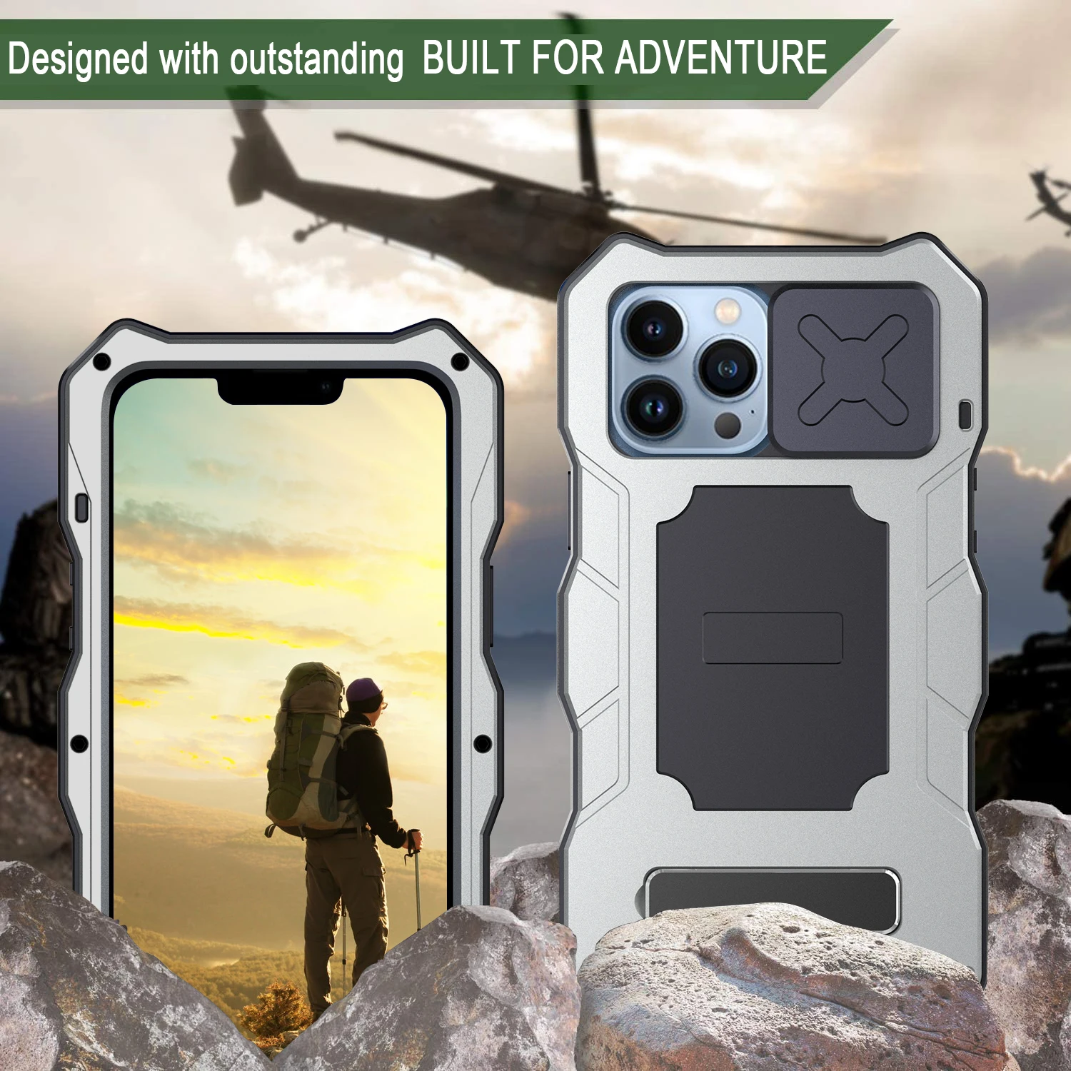 360° Metal Bracket Cover For iPhone 14 13 12 Pro Max Case Camera Protection Armor Heavy Duty Shockproof Phone Case Coque Fundas