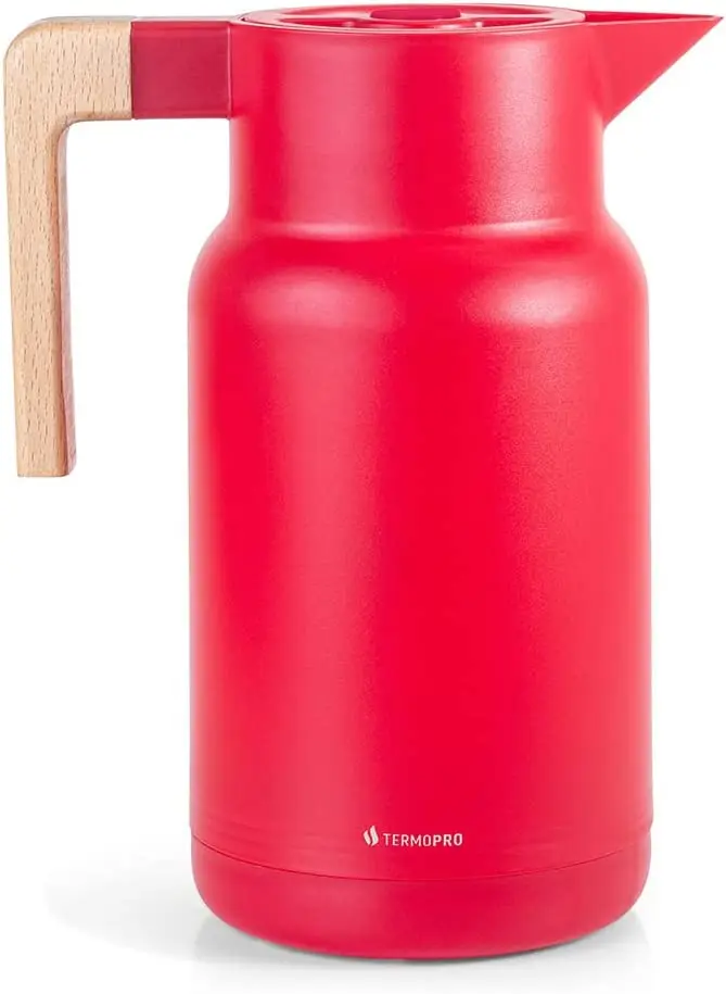 

Garrafa Térmica Fashion Vermelha Inox 1L Pote de água com punho chaleira de água do refrigerador da grande capacidade