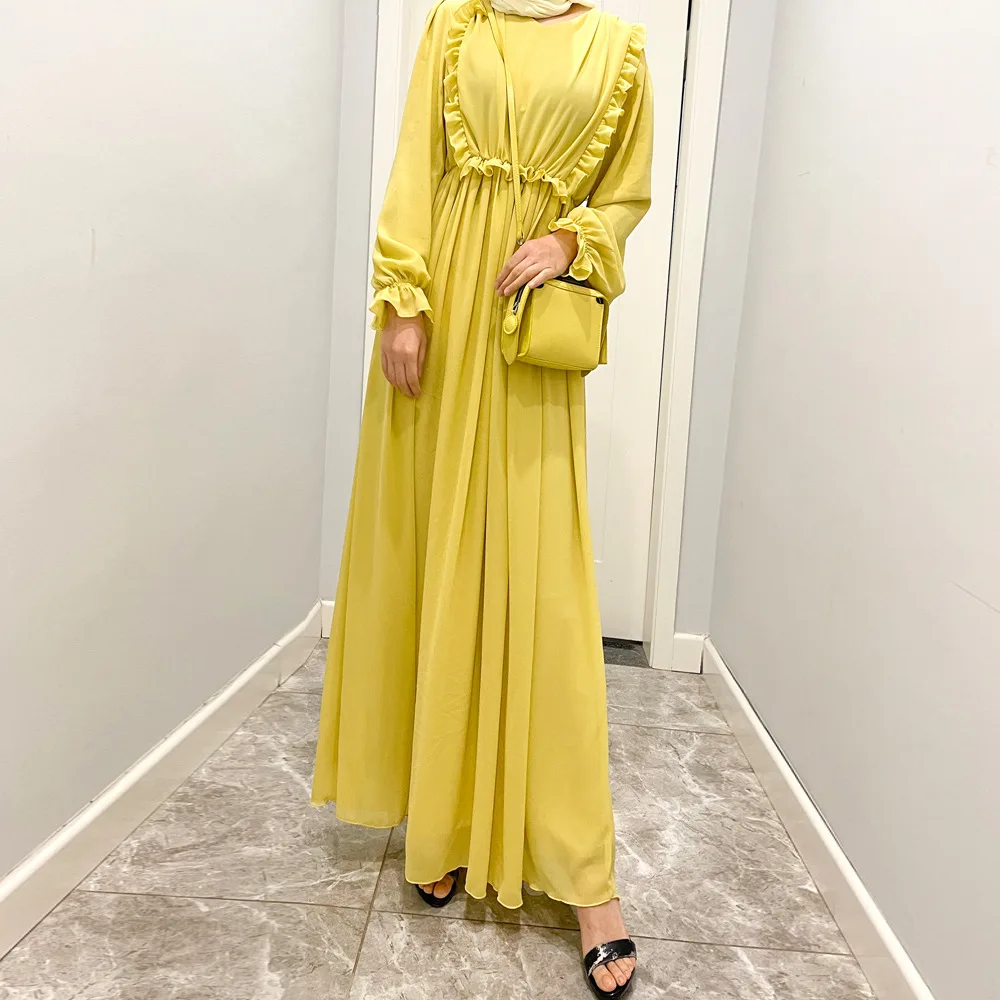 New Chiffon Muslim Women Dress Noble Luxury Retro Fashion Long Dress Islamic Saudi Arabia Party Long Dress Abaya Moroccan Dress