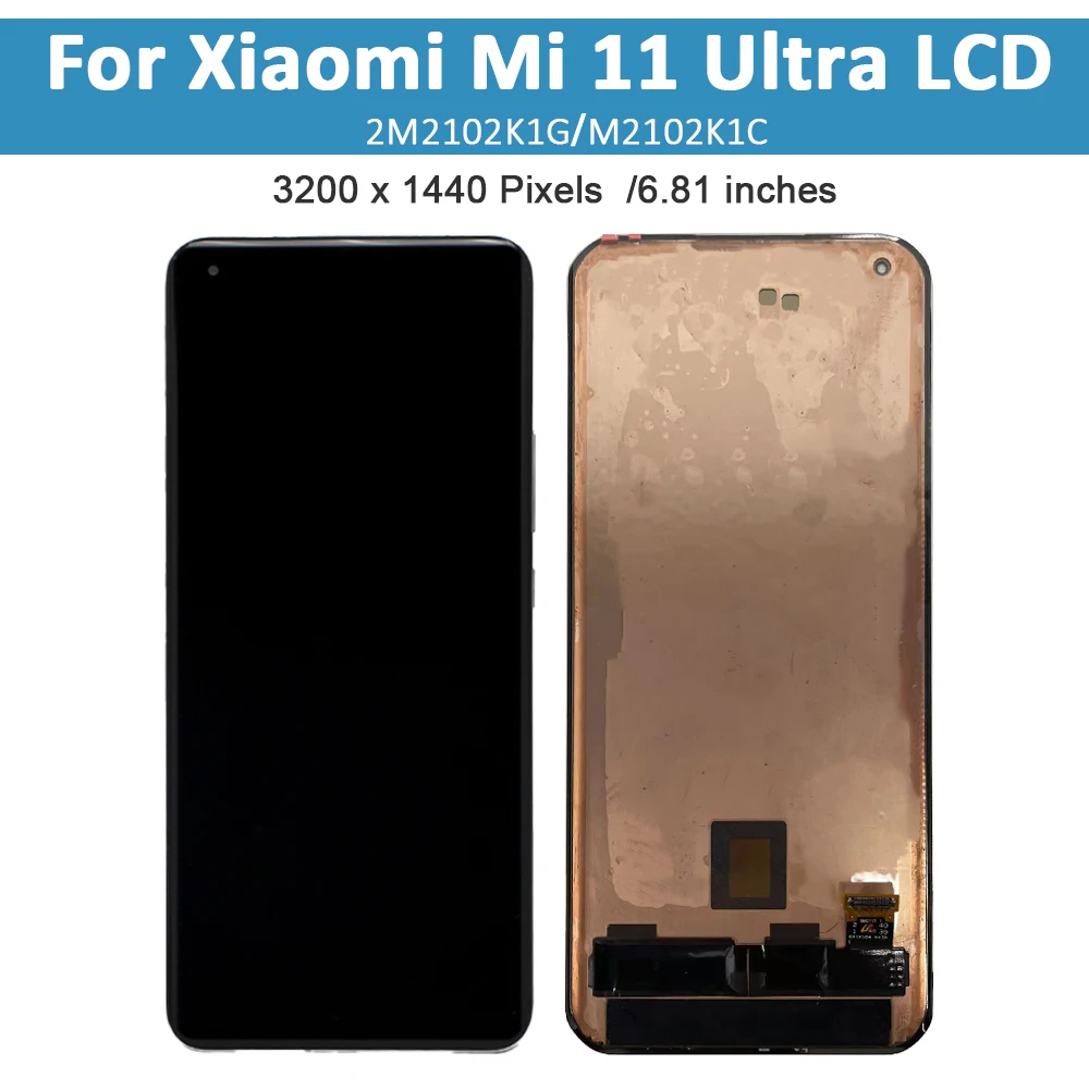 6 81 'ɺMOLED для Xiaomi Mi 11 Ultra ЖК-дисплей панель дигитайзера замена 11Ultra M2102K1G M2102K1C