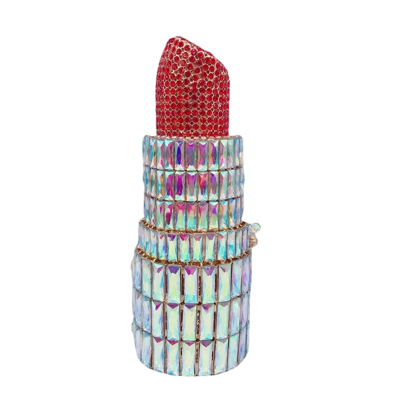 

Lipstick Purse Women Diamond Evening Bag Party Queen Shinny Diamonds Metallic Rhinestone Clutch Bags Cute Fashion Gold Handbags