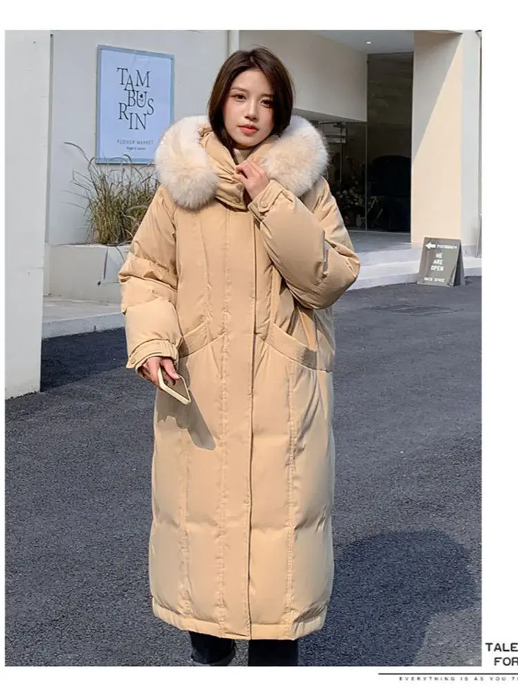 

Winter 5XL Oversized Real Fox Fur Coats Long Duck Down Coats Thicker Warm Fluffy Down Coat Female Fashion Down parkas wy1102