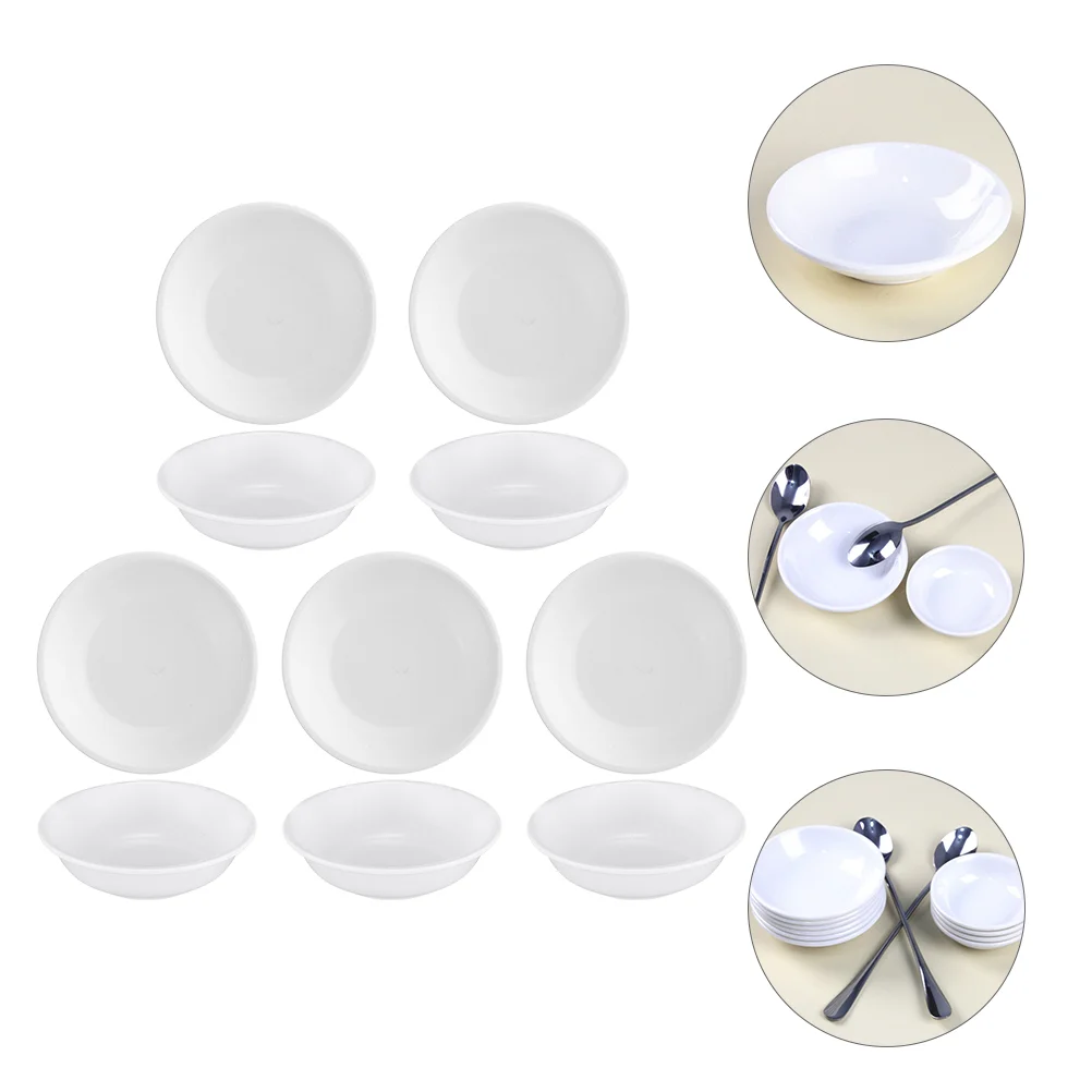 

10pcs Round Shape Mini Plates Ketchup Storage Dishes Melamine Sauce Holder