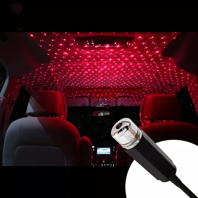 

1PCS LED Car USB Decorative Lamps Adjustable Auto Interior Decor Light Roof Star Night Light Projector Atmosphere Galaxy Lamp