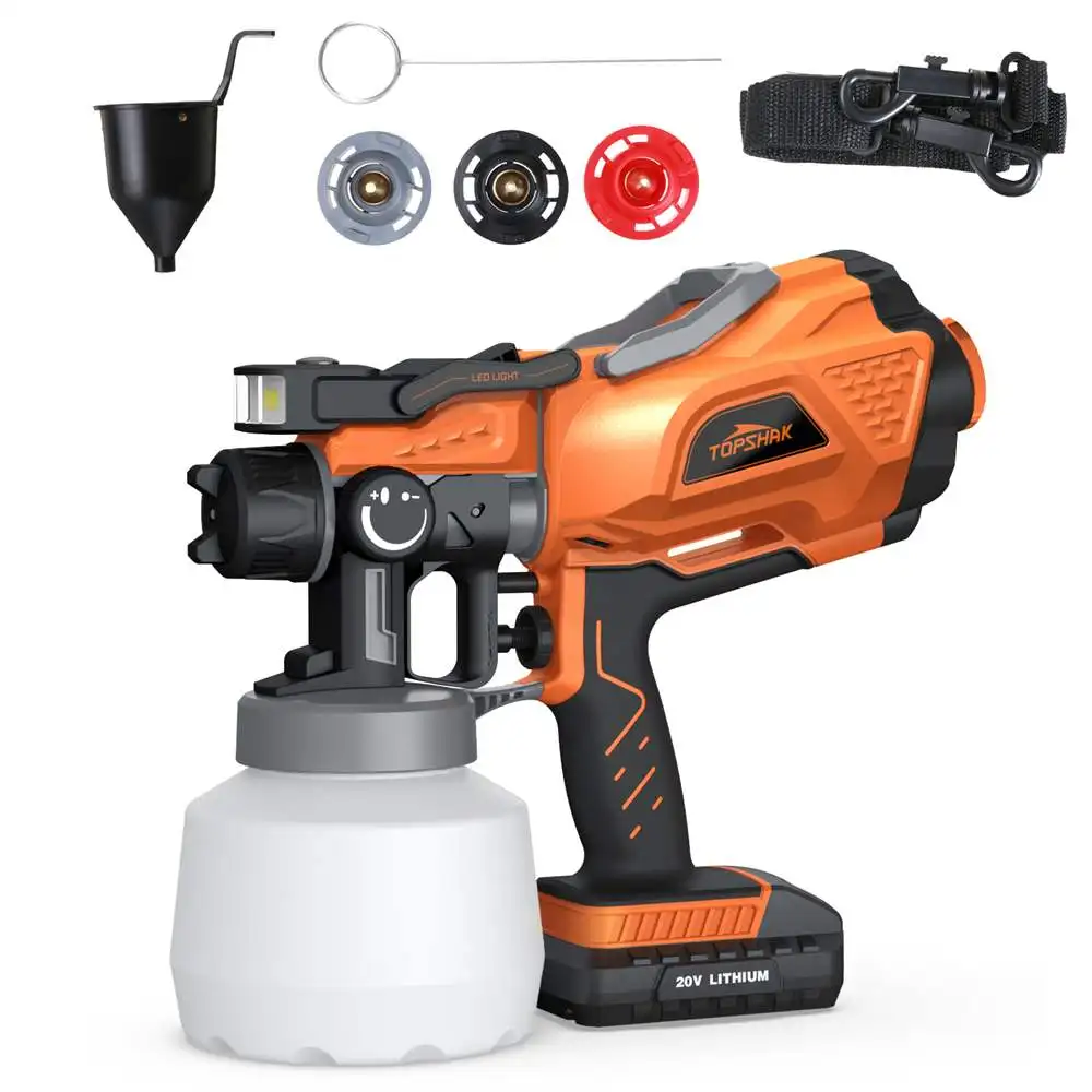 

1200ML Cordless Electric Spray Gun w/3 Sizes Copper Nozzle Flow Control Airbrush Power Paint Sprayer W/ 2000mAh Lithium Battery