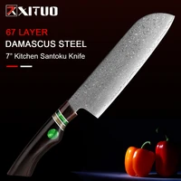 xituo 7 inch santoku knife damascus steel cleaver sharp cutting sushi meat fish sashimi fruit kitchen chef cooking special tools