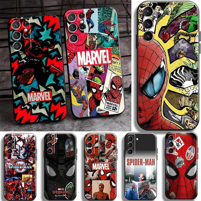 

Marvel Spiderman Comics Phone Case For Samsung Galaxy S22 S21 S20 Plus Ultra FE 5G S9 S10 Lite Plus 5G S10E Soft Carcasa Funda