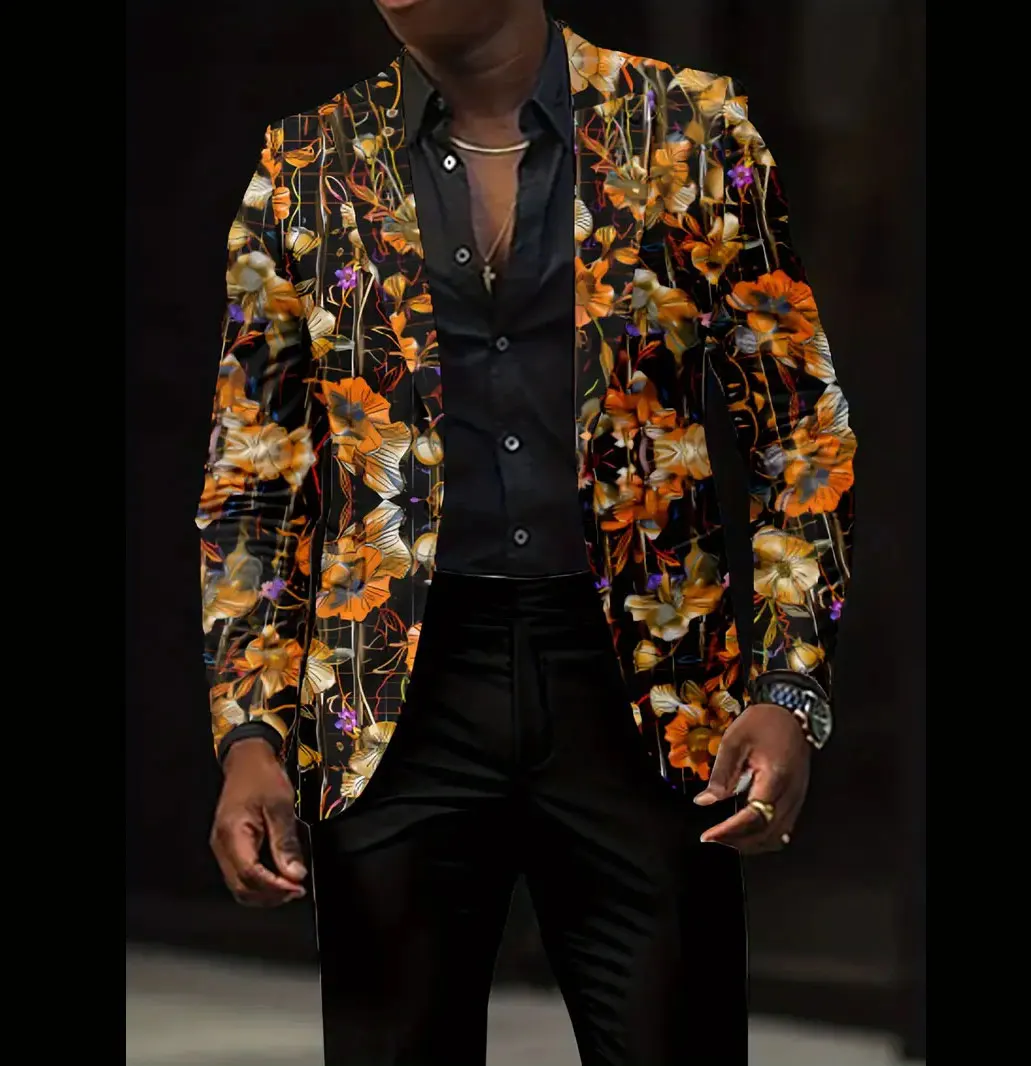 Мужская мода британский роскошный деловой и досуг пиджак с цветочным принтом