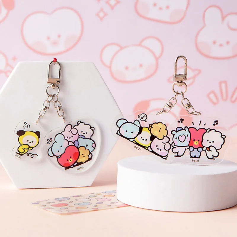 

Kawaii Kpop Bt211 MANG SHOOKY RJ Keychain Anime COOKY KOYA CHIMMY Cartoon Acrylic Key Ring Cute Bag Pendant Fans Toy Gifts