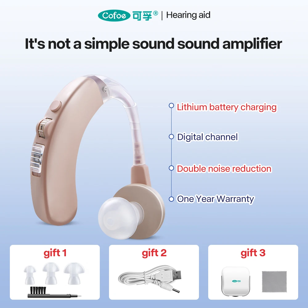 

Cofoe BTE Digital Hearing Aid, 4 Channel Chip Processing, Adjustable Noise Cancelling Hearing Aid for Moderate to Severe Hearing