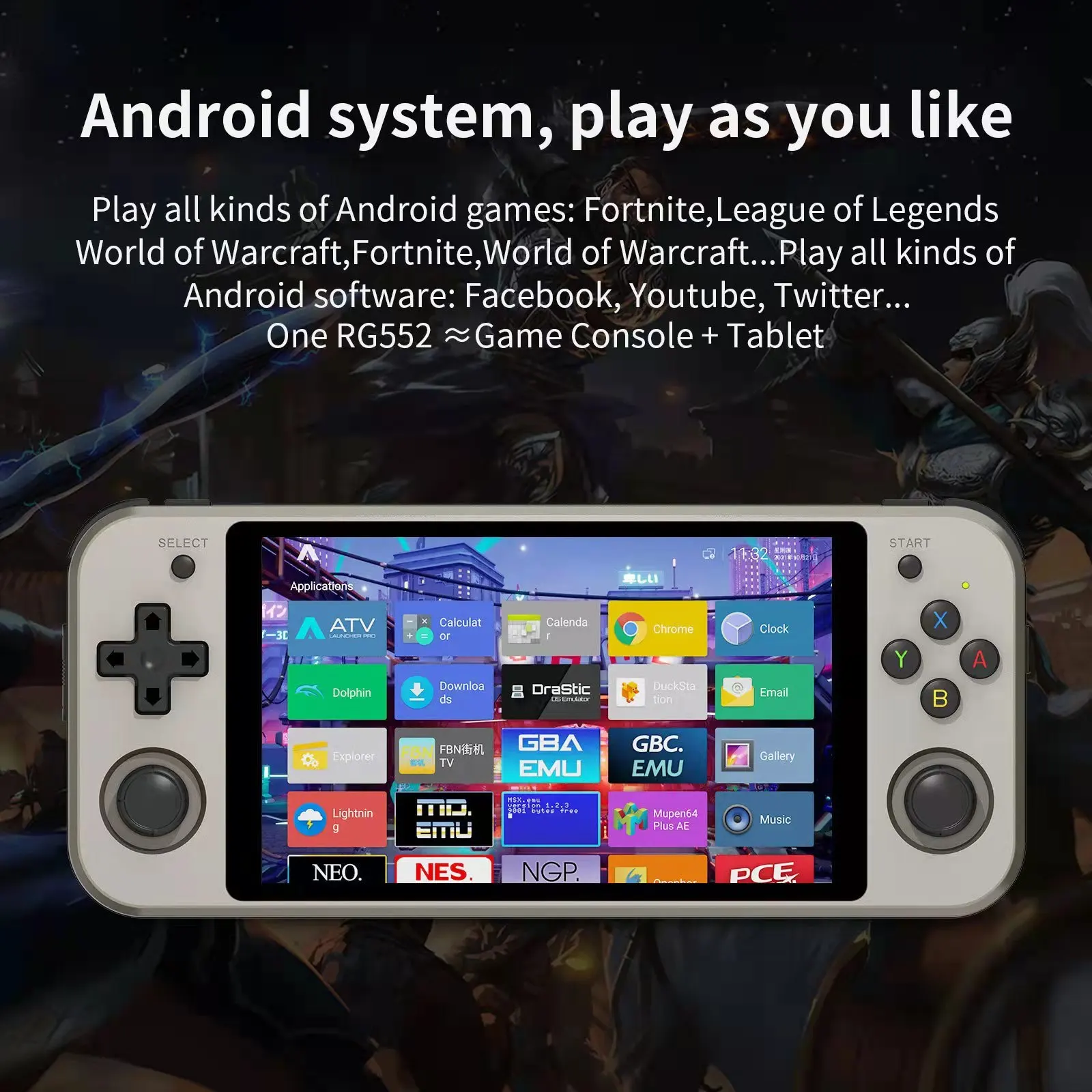 

Консоль ручная rg552, 4200 ретро-игр, сенсорный экран 5,36 дюйма, android/linux