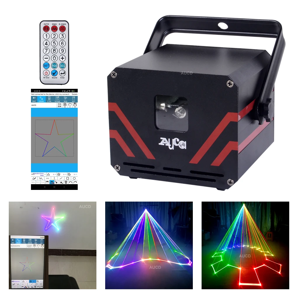 

500mW-2W Phone Bluetooth APP Edit DMX Laser Animation Projector Music Lights Pro DJ Party Stage Effect Lighting Scanner Remote