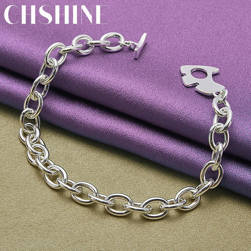 

CHSHINE 925 Sterling Silver Dogs OT Chain Bracelet Fashion Charm Jewelry Gift 20CM 8inches