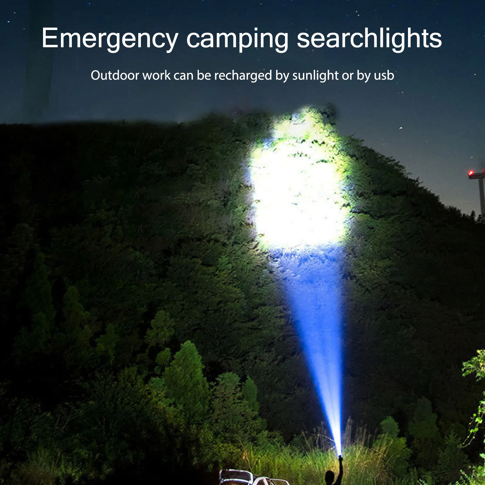

Emergency Spotlight Waterproof Solar Portable Lantern Power Bank Strong Light Torch 4 Light Source Modes for Hiking Climbing